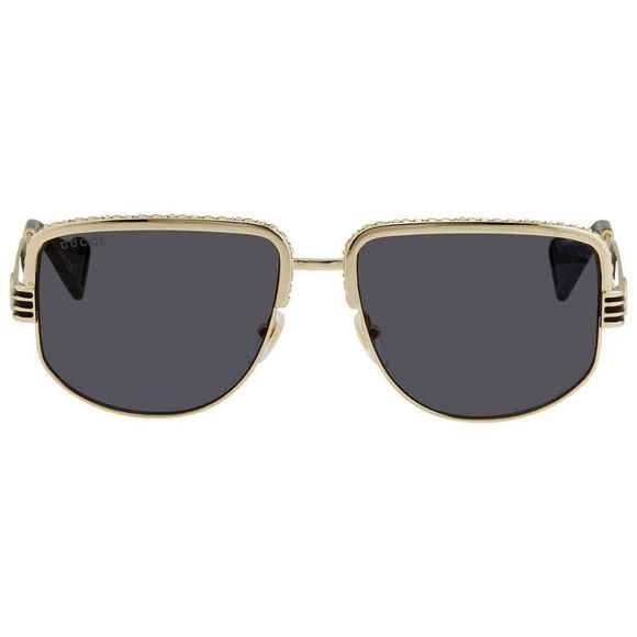 NEW Gucci Grey and Gold Rectangular Men's Sunglasses - Picture 2 of 4